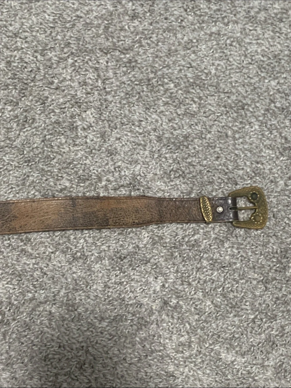 Vintage Brown Distressed Leather Belt with Brass Buckle